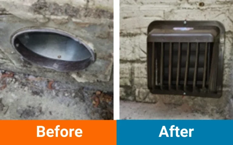 Dryer Vent cap installation Before and After - Williams and sons