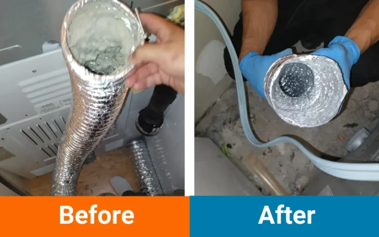 dryer vent Cleaning - Before and After - Williams and sons